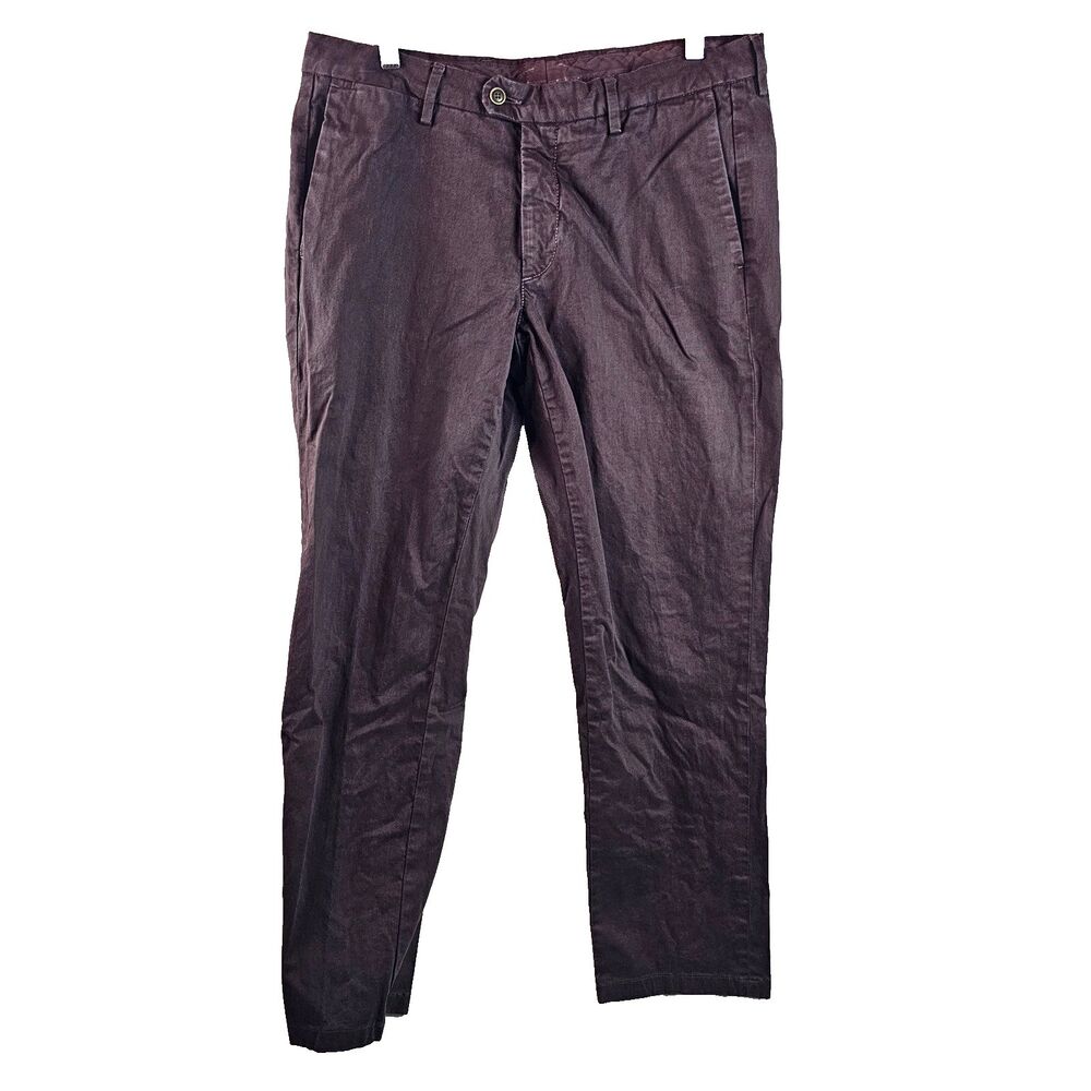 Saks Fifth Avenue Mens Pants 34 Plum Purple Stretch Cotton Chino Italy Slim